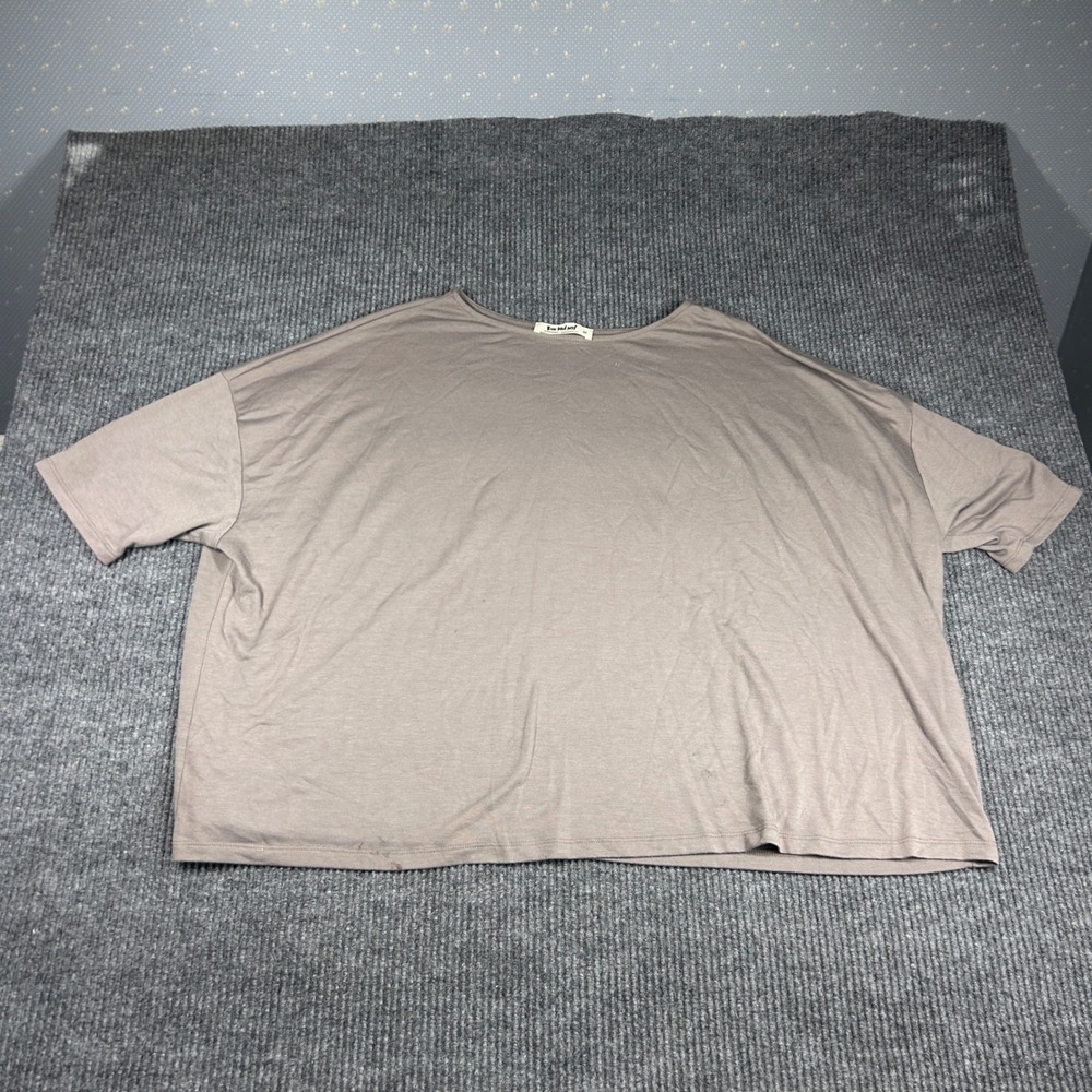 Three Bird Nest Shirt Women's XL Gray Oversized Short Sleeve Boxy Boat Neck Tee